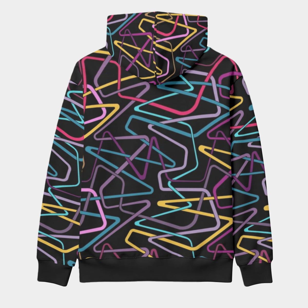 Urban Legend 90s Street Icons – Abstract Composition Interlaced Multicolored Zigzag Hoodie