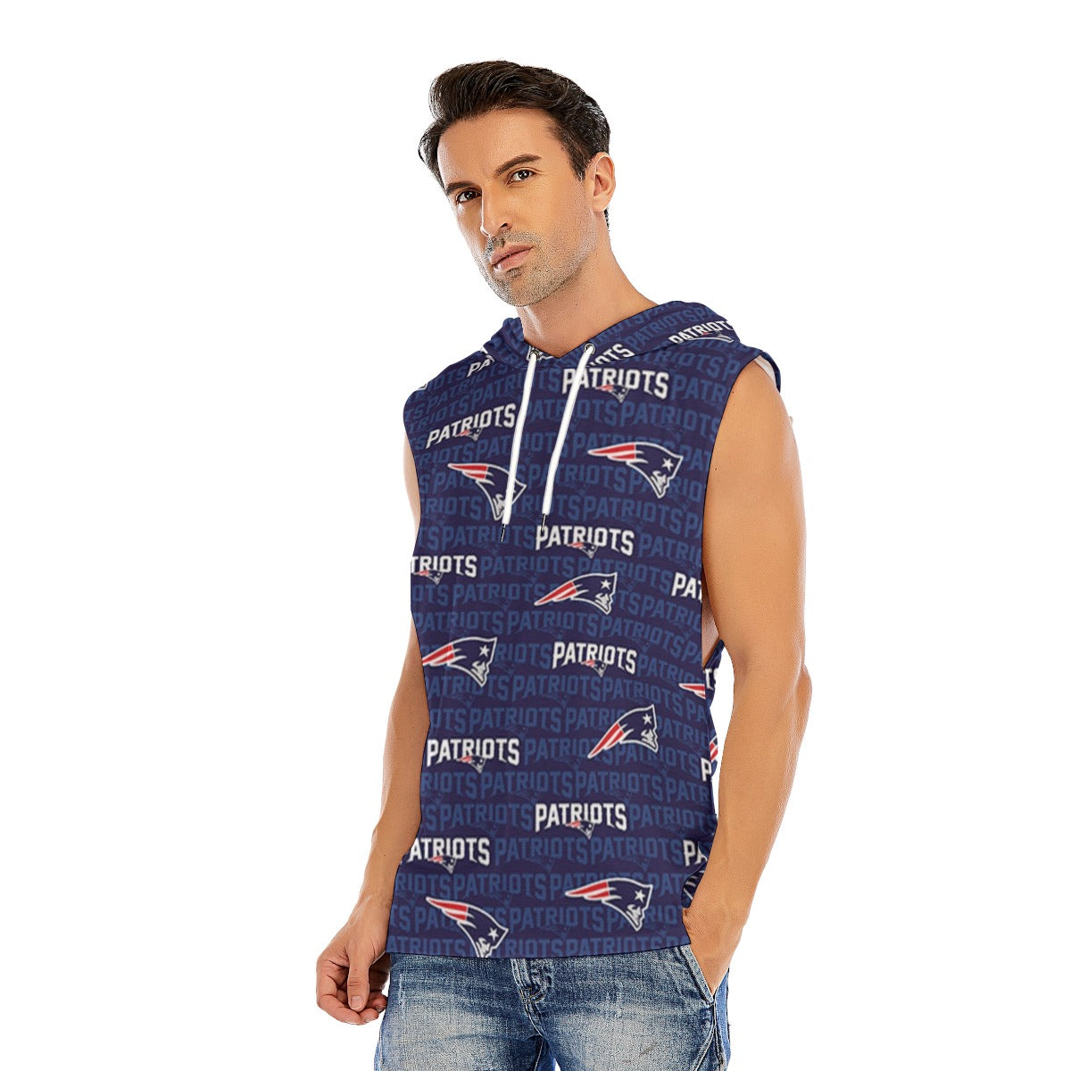 New England Football Game Day All-Over Print Men’s Sleeveless Pullover Hoodie