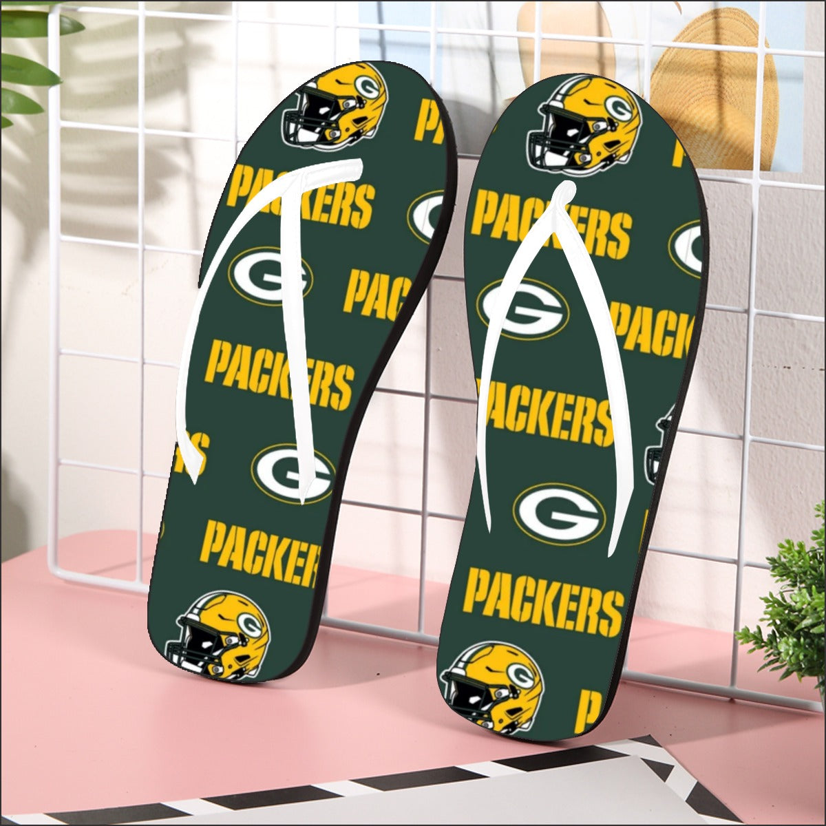 Green Bay Football Game Day All-Over Print Men's Flip Flops