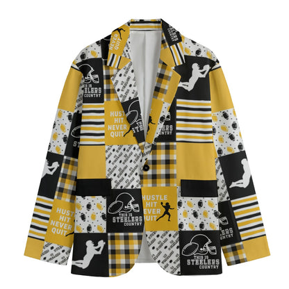 All-Over Print Men's Casual Flat Lapel Collar Blazer