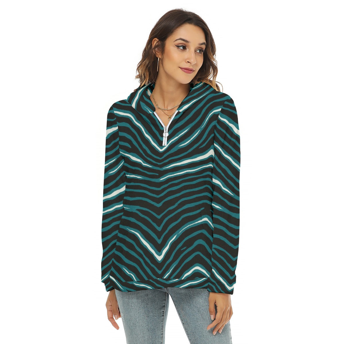 Philadelphia Football Game Day All-Over Print Women's Borg Fleece Hoodie With Half Zip