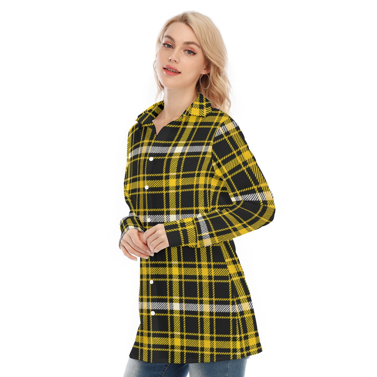 Missouri Tartan Plaid Tigers Women's Long Shirt |115GSM Cotton poplin