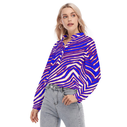 Buffalo Bills Zubaz Women's Long Sleeve Blouse With Button Closure