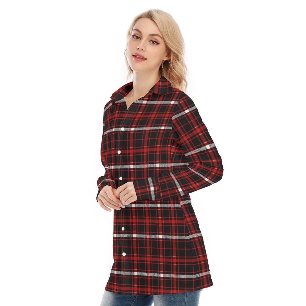 Nebraska Tartan Plaid Cornhuskers Women's Long Shirt