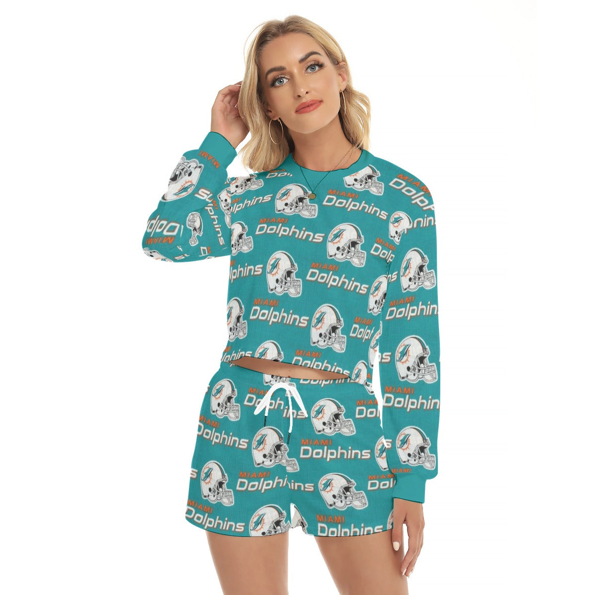 Miami Football Game Day All-Over Print Women's Short Sweatshirt And Pants Suit