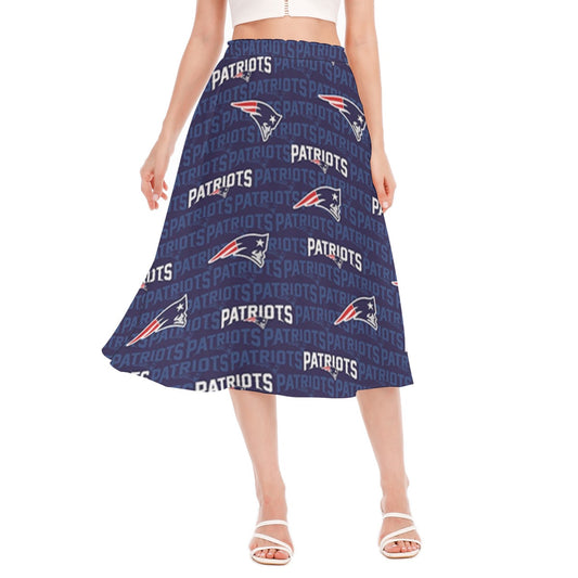 New England Football Game Day All-Over Print Women's Long Section Chiffon Skirt