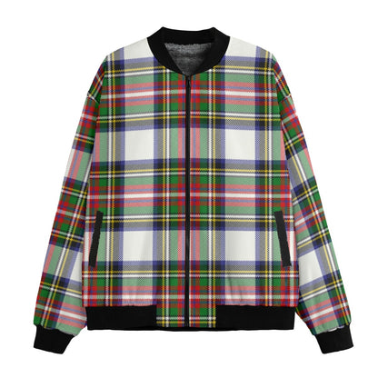 Dress Stewart – open version of Royal Stewart, on a white tartan Fleece Bomber Jacket