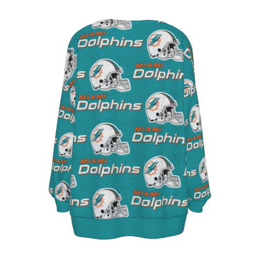 Miami Football Game Day All-Over Print Women's Imitation Knitted Cardigan