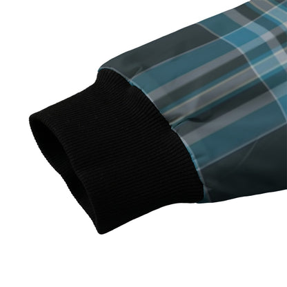 Maclellan Ancient – gray and light blue softer tartan Fleece Bomber Jacket