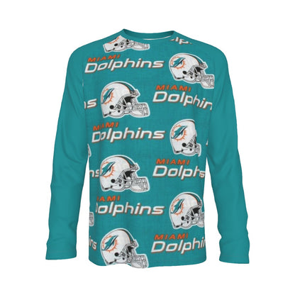 Miami Football Game Day All-Over Print Men's Raglan Long Sleeve T-shirt  | 190GSM Cotton