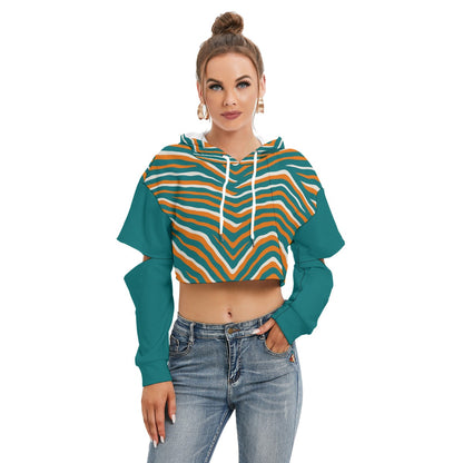 Miami Football Game Day All-Over Print Women's Heavy Fleece Hoodie With Hollow Out Sleeve