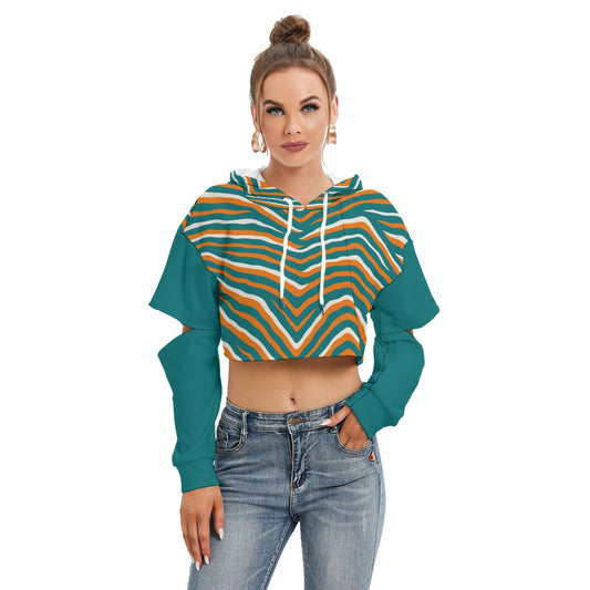 Miami Football Game Day All-Over Print Women's Heavy Fleece Hoodie With Hollow Out Sleeve
