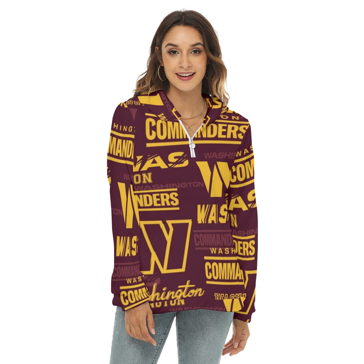 Washington Commanders Women's Borg Fleece Hoodie With Half Zip