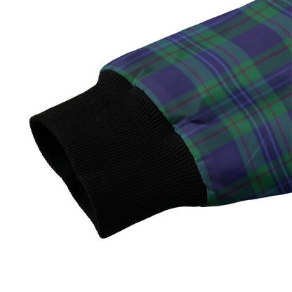 Douglas – dark green and navy blue with black stripes tartan Fleece Bomber Jacket