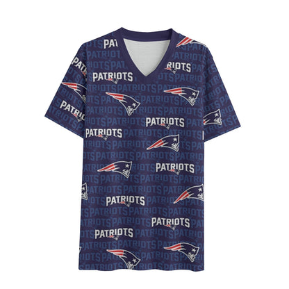 New England Football Game Day Eco-friendly All-over Print Unisex V-neck T-Shirt