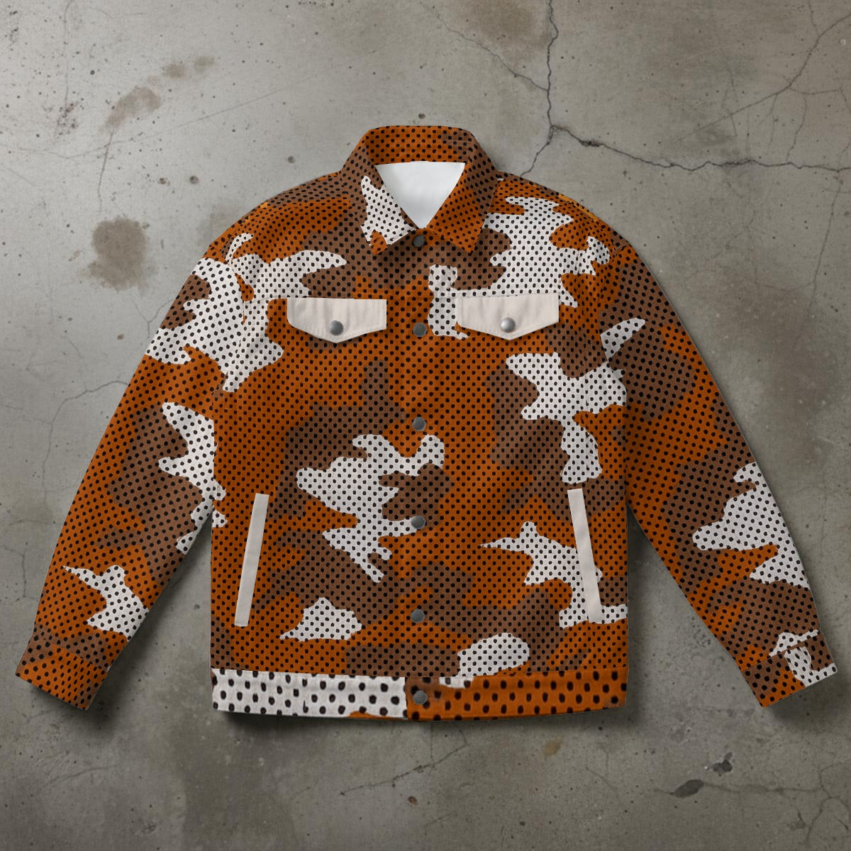 Urban Legend Texas  Burnt Orange White Camo Unisex Collared Jacket