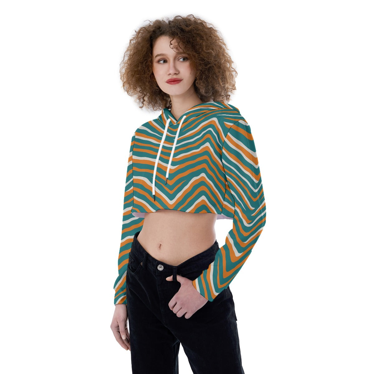 Miami Football Game Day All-Over Print Women's Crop Top Hoodie