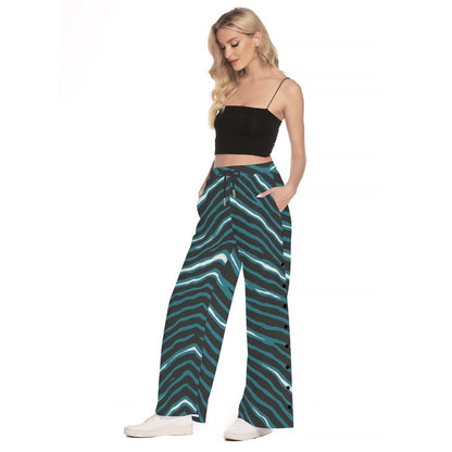Philadelphia Football Game Day All-Over Print Women's Side Slit Snap Button Trousers