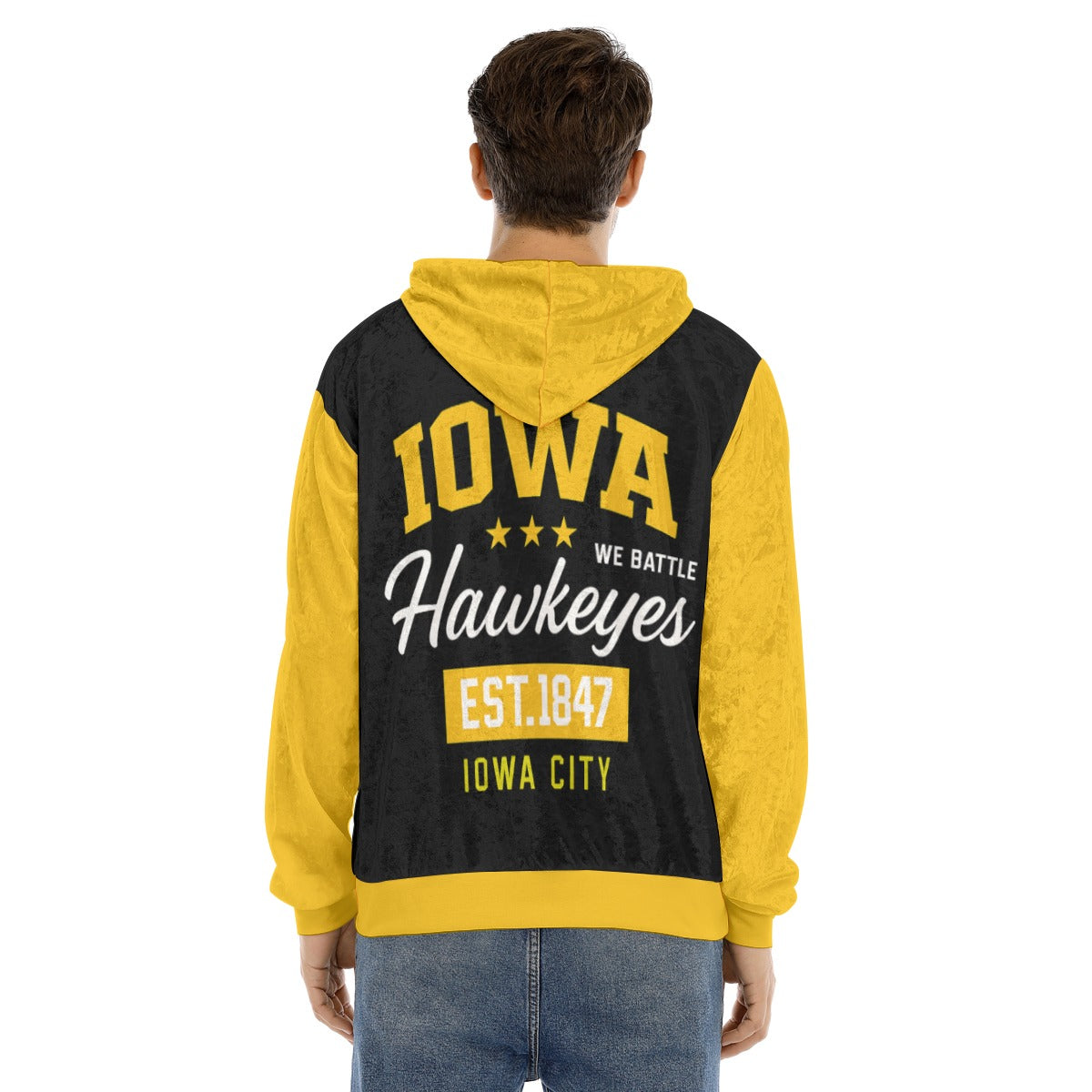 Urban Legend Iowa Hawkeyes Black Gold Men’s Velvet Pullover Hoodie