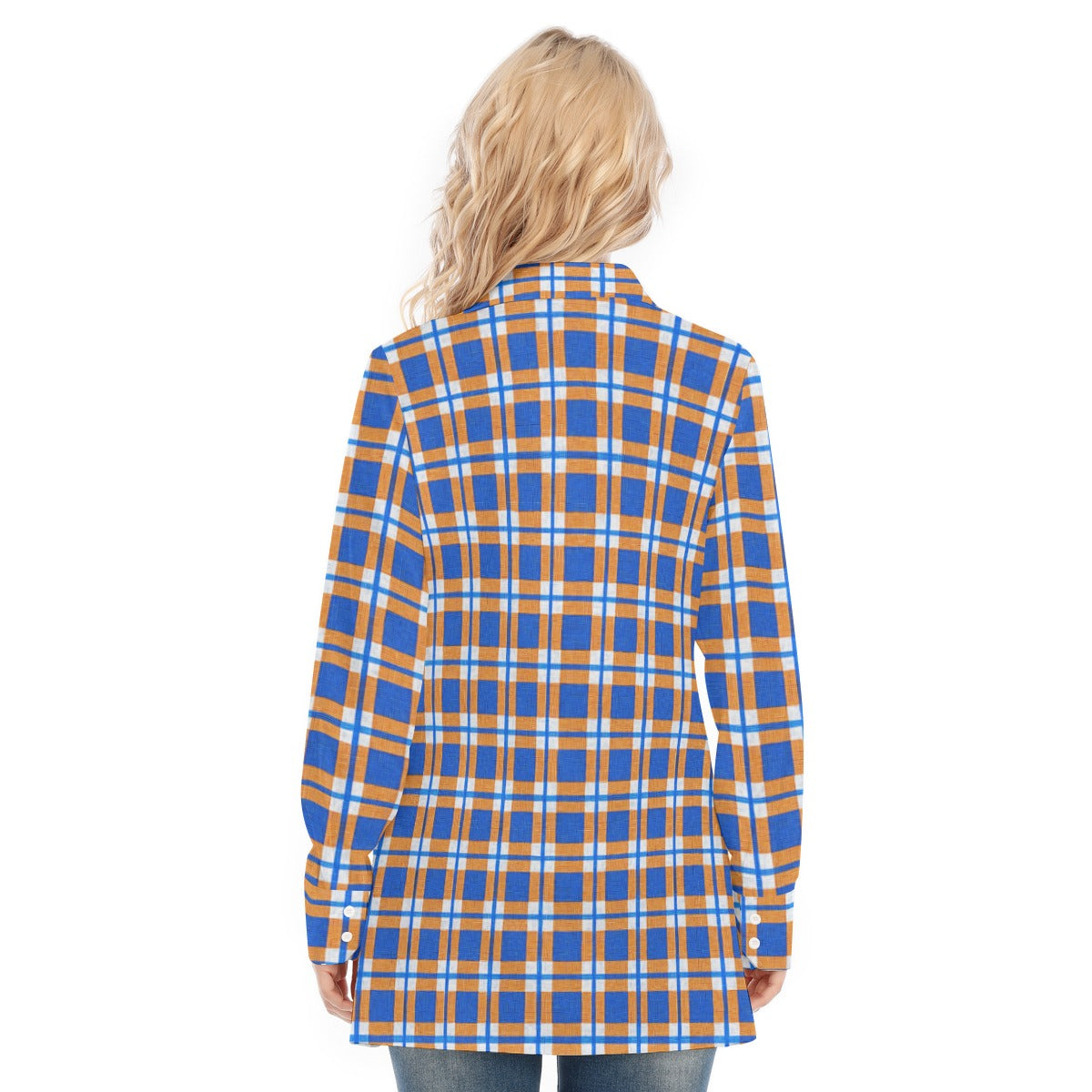 Florida - Gators tartan plaid  Women's Long Shirt |115GSM Cotton poplin