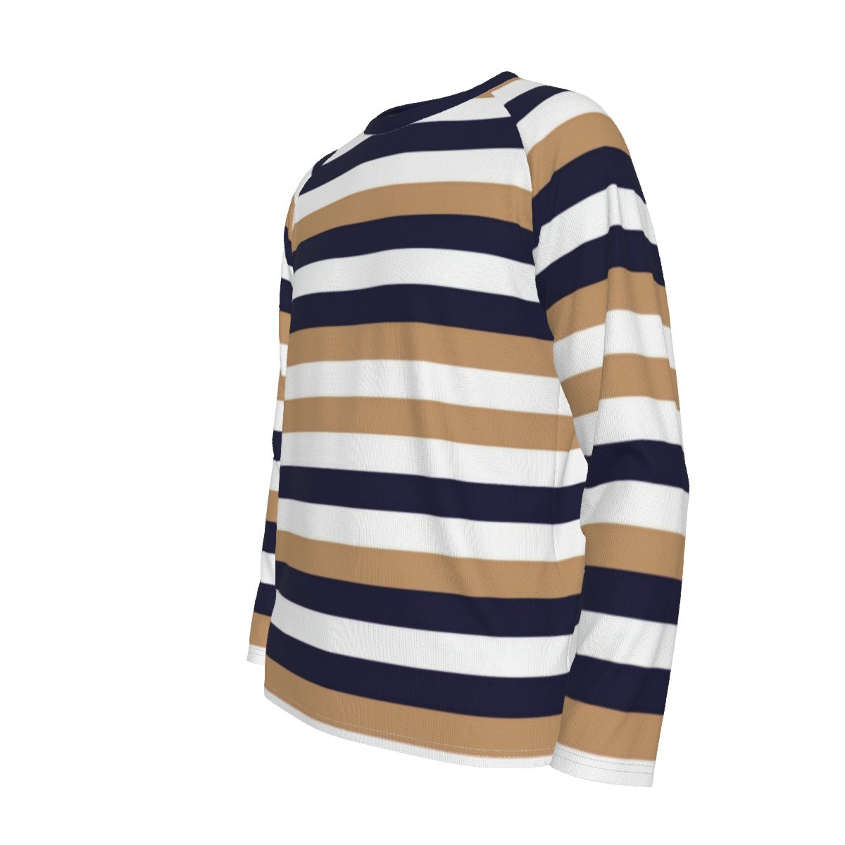 Beige and Navy Striped Long Sleeve Shirt – Timeless Coastal Elegance