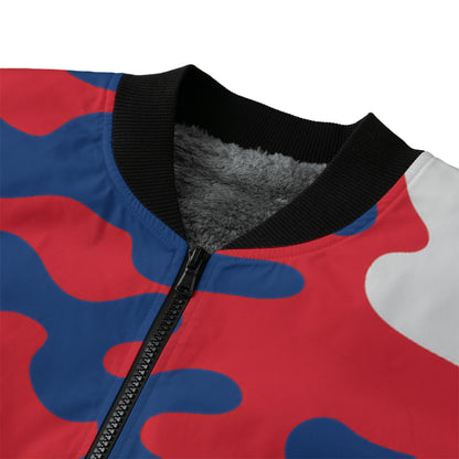 New York Giants Camo Fleece Bomber Jacket – Blue Red Camouflage Streetwear