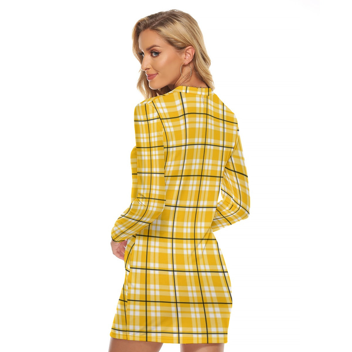 All-Over Print Women's Zip Front Tight Dress