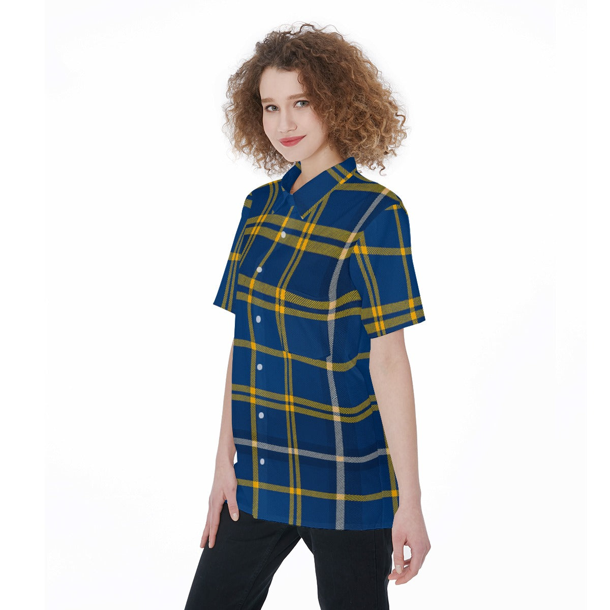 California Los Angeles UCLA Bruins Tartan Plaid Women's Short Sleeve Shirt With Pocket