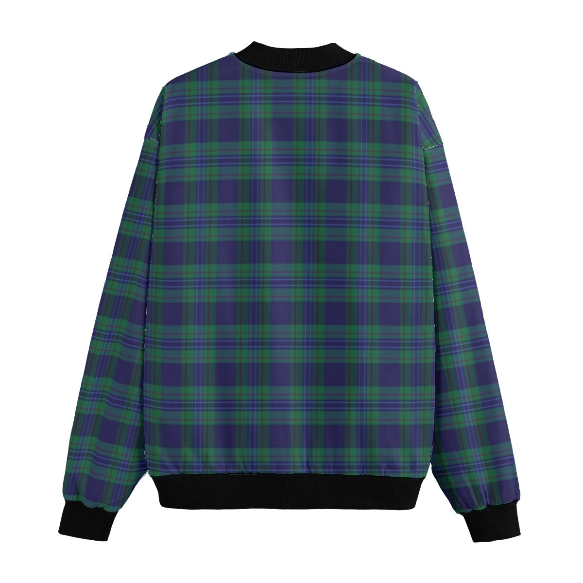 Douglas – dark green and navy blue with black stripes tartan Fleece Bomber Jacket