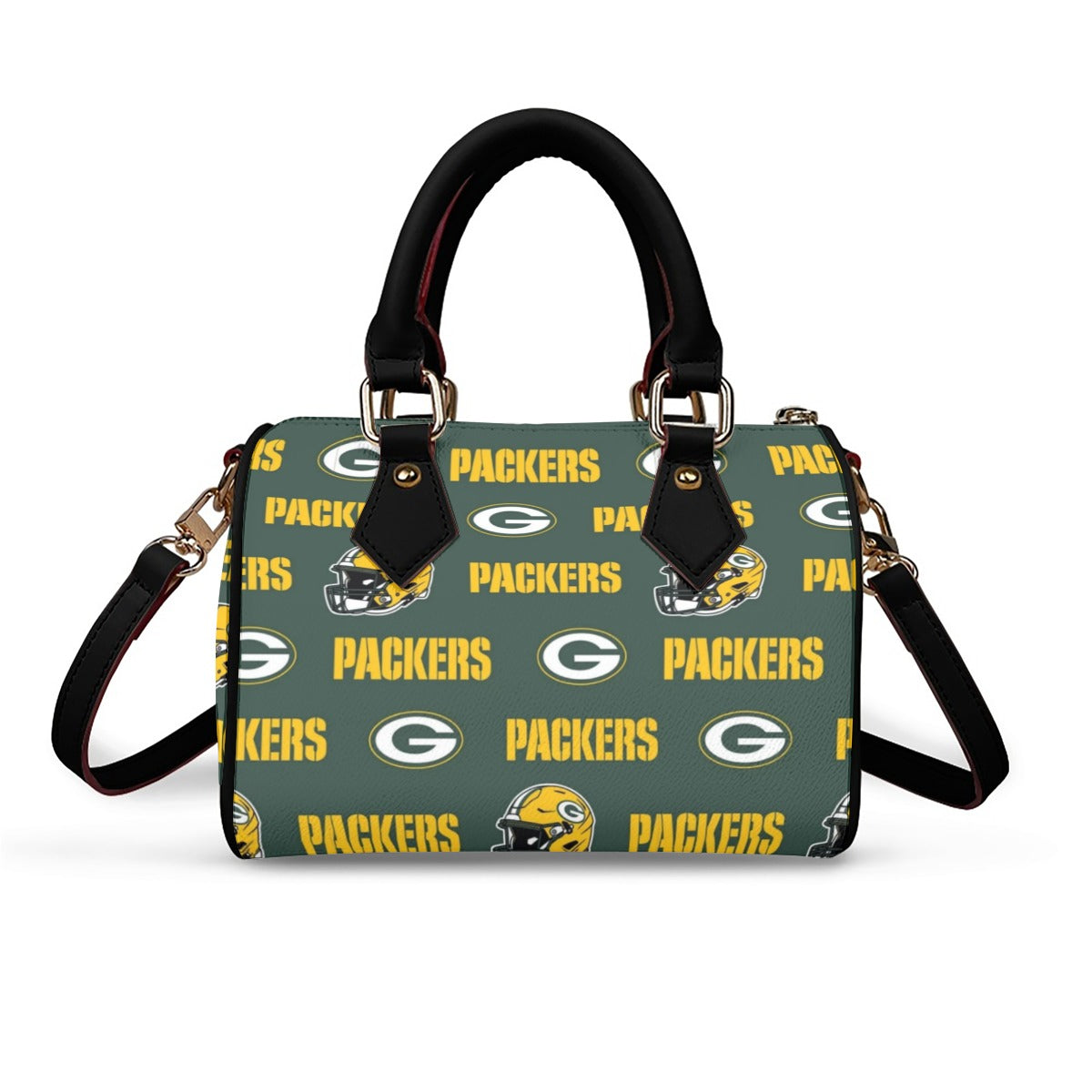 Green Bay Football Game Day Classic Barrel-Shaped PU Leather Handbag