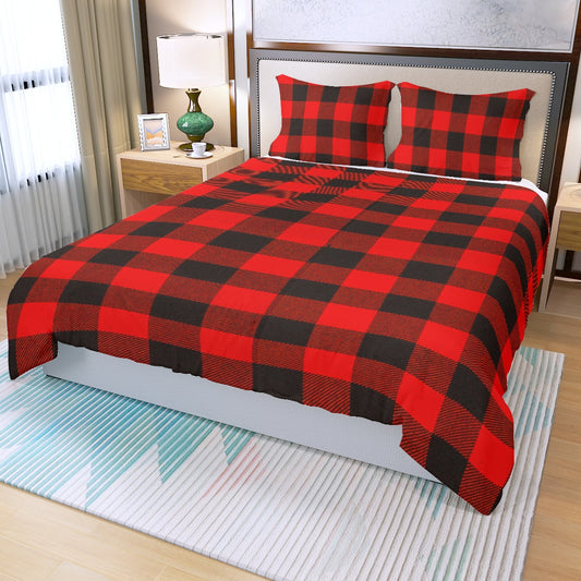 Rob Roy – simple tartan plaid and iconic big red and black  Three Piece Duvet Bedding Set