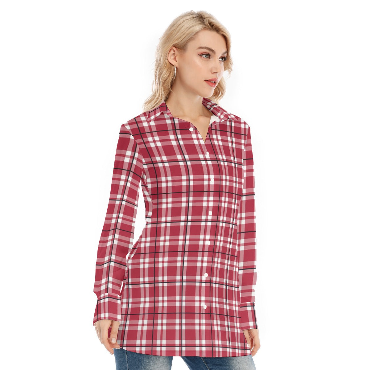 Arkansas - Razorbacks tartan Plaid Women's Long Shirt