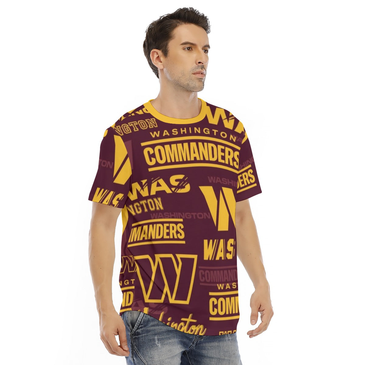 Washington Commanders Men's Short Sleeve Rounded Hem T-shirt