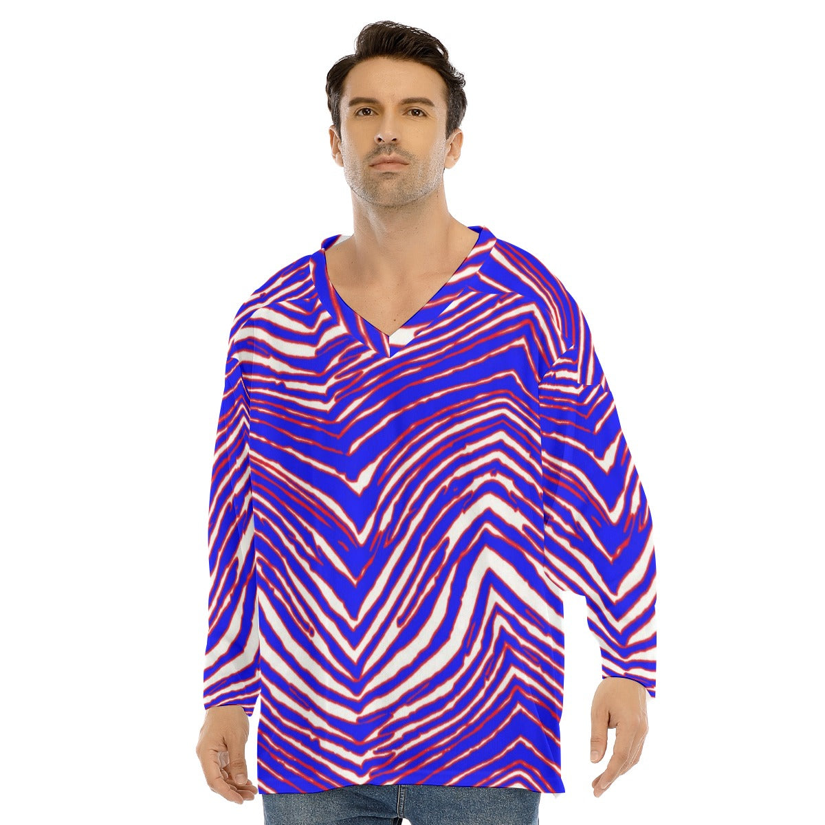 Buffalo Bills Zubaz Men's V-neck Ice Hockey Jersey