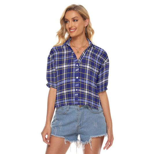 Michigan Tartan Plaid Wolverines Women's V-neck Shirts
