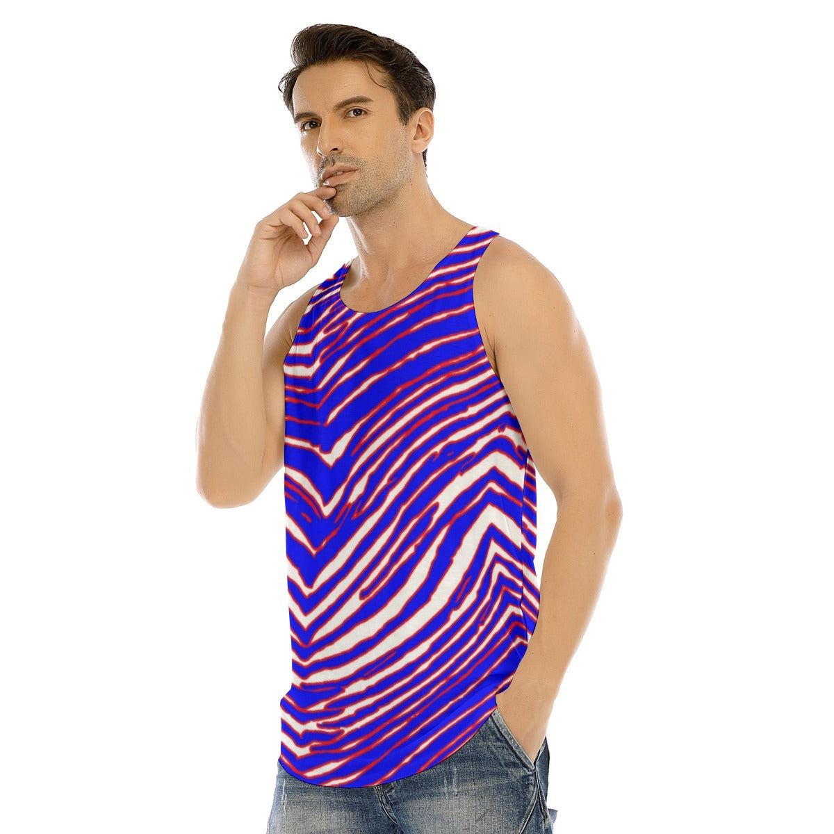 Buffalo Bills Zubaz Men's Curved Hem Long Tank Top