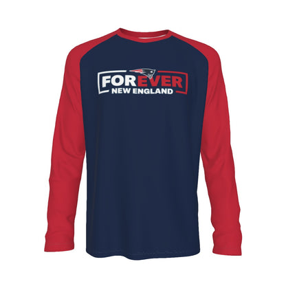 New England Football Game Day All-Over Print Men's Raglan Long Sleeve T-shirt  | 190GSM Cotton