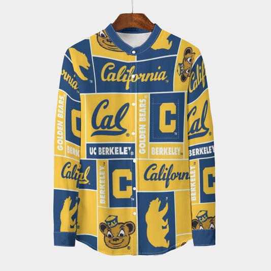 California UC Berkeley Golden Bears Stand Collar Shirt With Long Sleeve|110GSM Imitation Flax