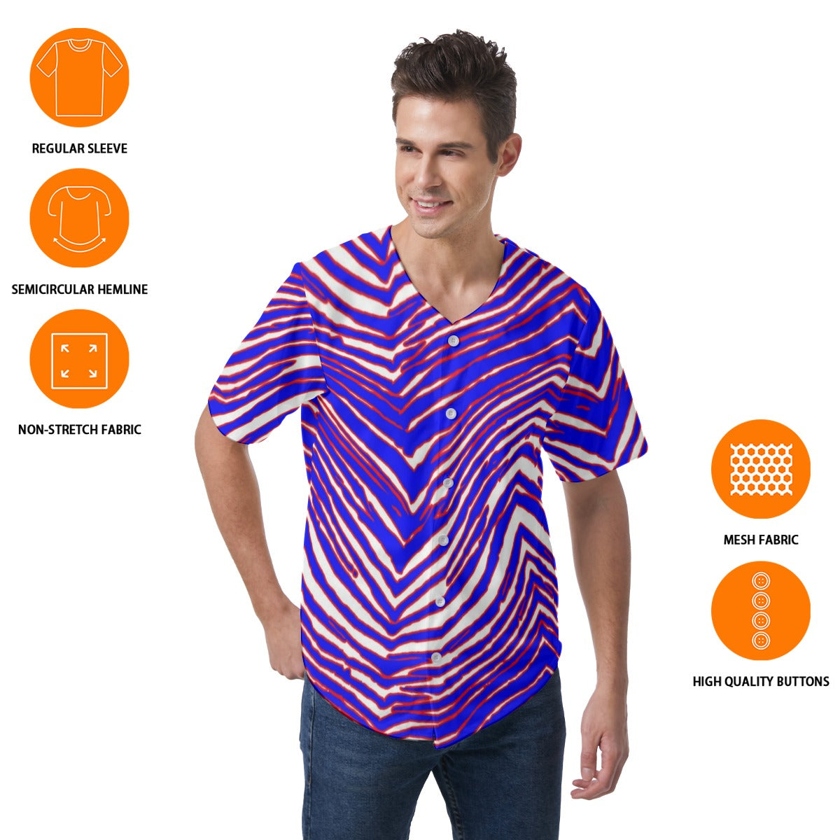 Buffalo Bills Zubaz Men's Short Sleeve Baseball Jersey