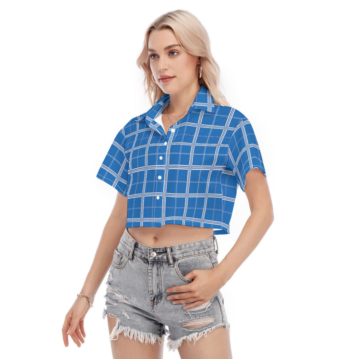 Kentucky Tartan Plaid Wildcats  Women's Cropped Shirt