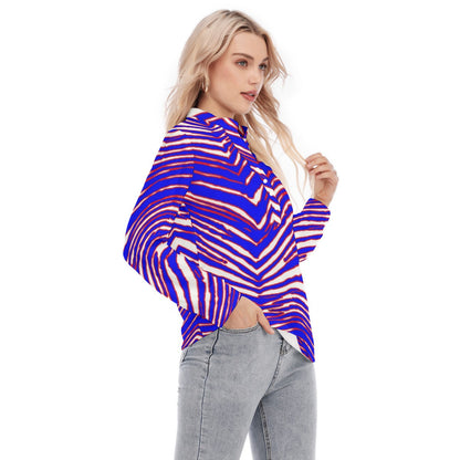 Buffalo Bills Zubaz Women's Long Sleeve Blouse With Button Closure