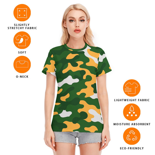 Green Bay Football Game Day All-Over Print Women's Round Neck T-Shirt | 190GSM Cotton