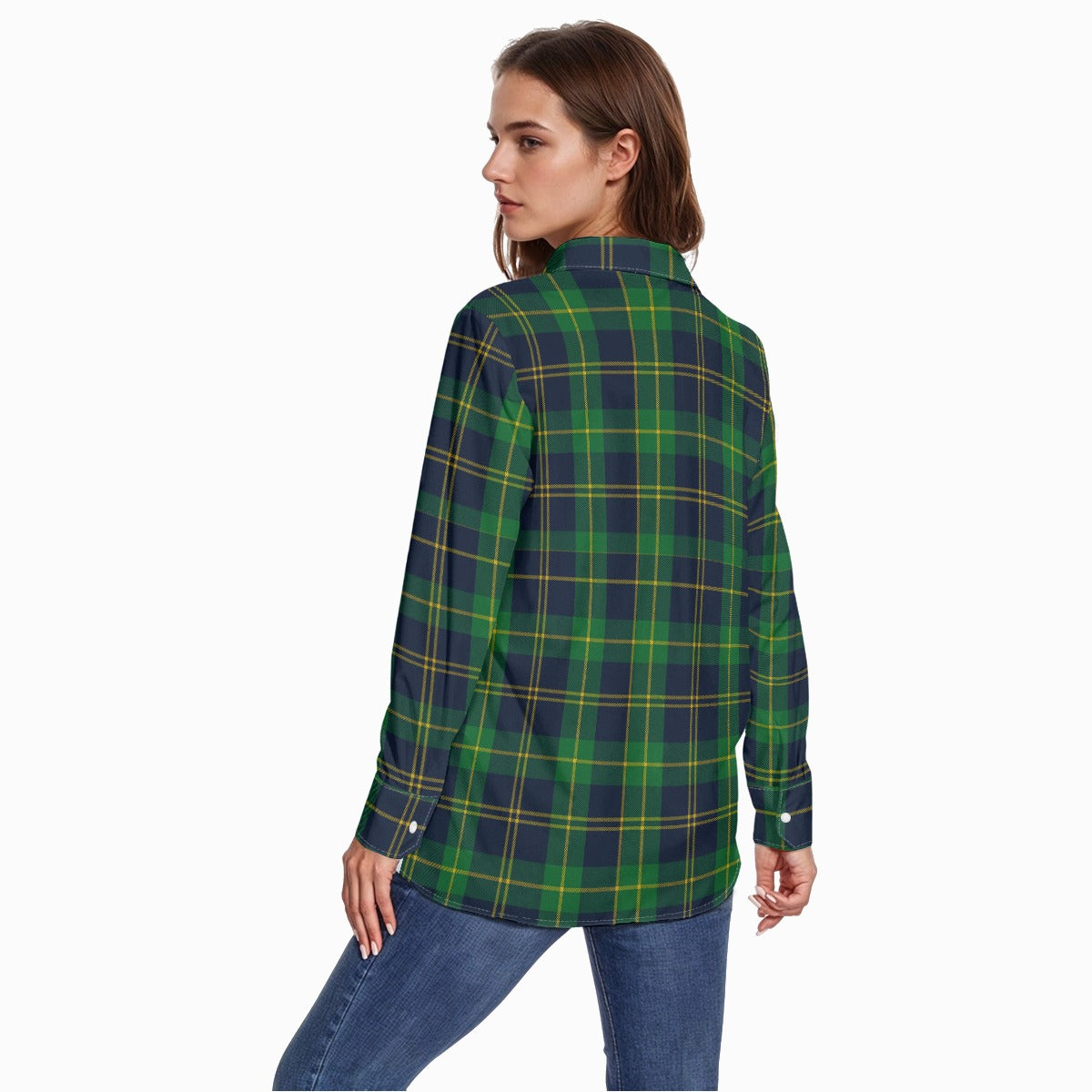 Notre Dame Tartan Plaid Fighting Irish Women's Comfort Shirt With Button|125GSM Cotton