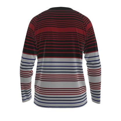 Red Black and White Striped Long Sleeve Shirt – Modern Parisian Chic