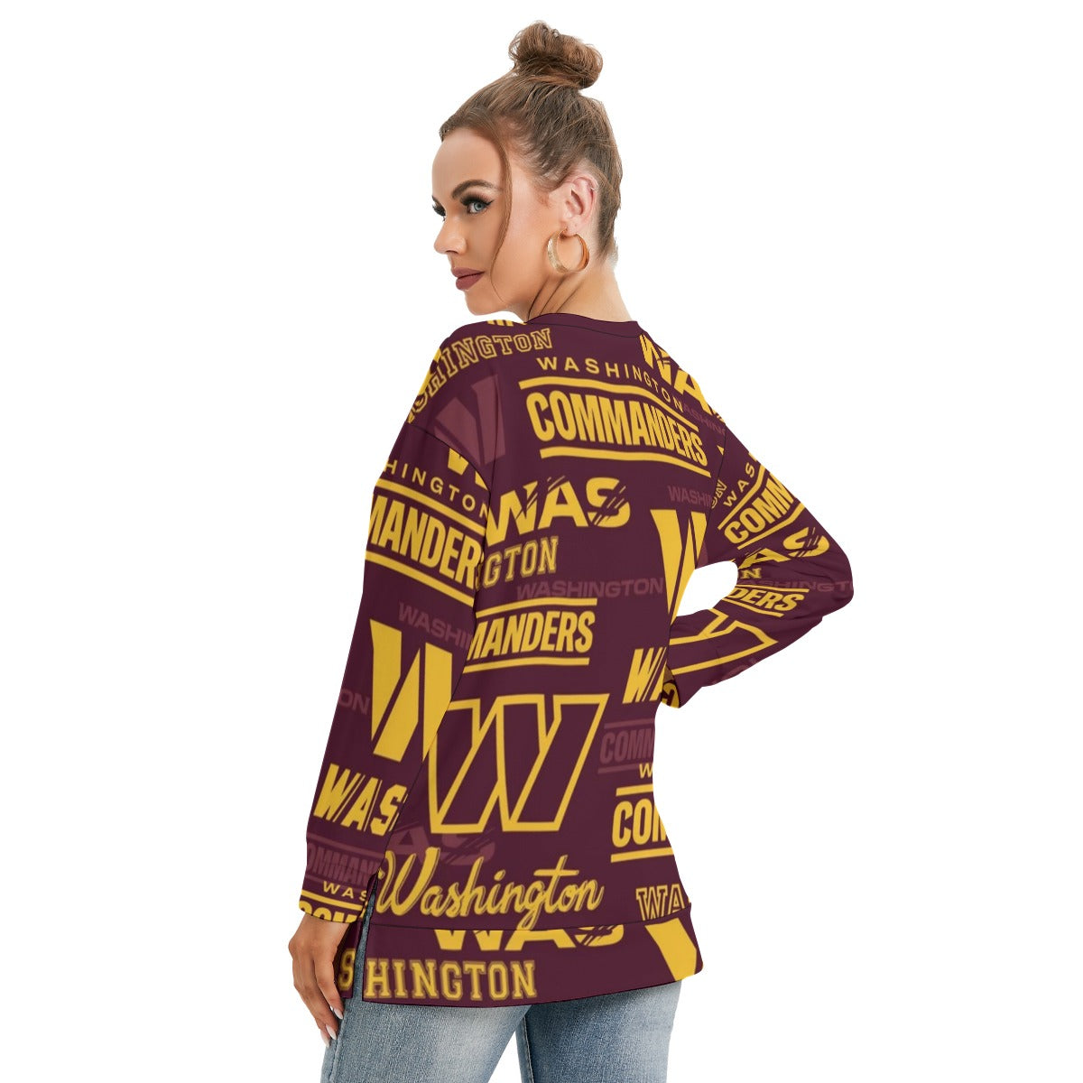 Washington Commanders Women's Side Split O-neck Sweatshirt