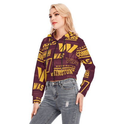 Washington Commanders Women's Crop Top Hoodie With Zipper Closure