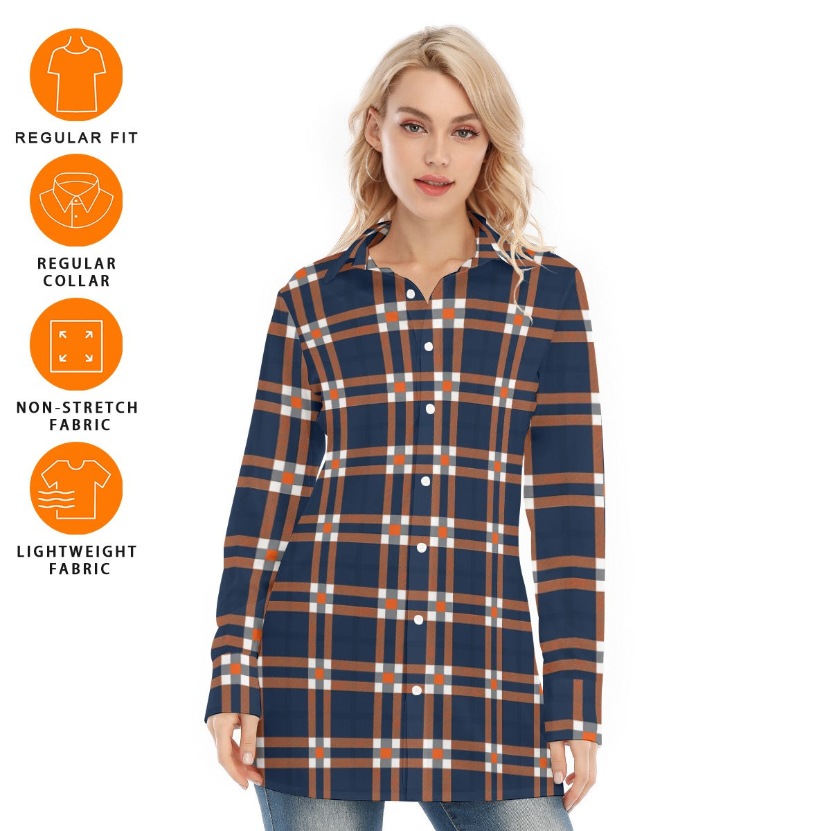 Illinois Urbana - Fighting Illini Tartan Plaid Women's Long Shirt