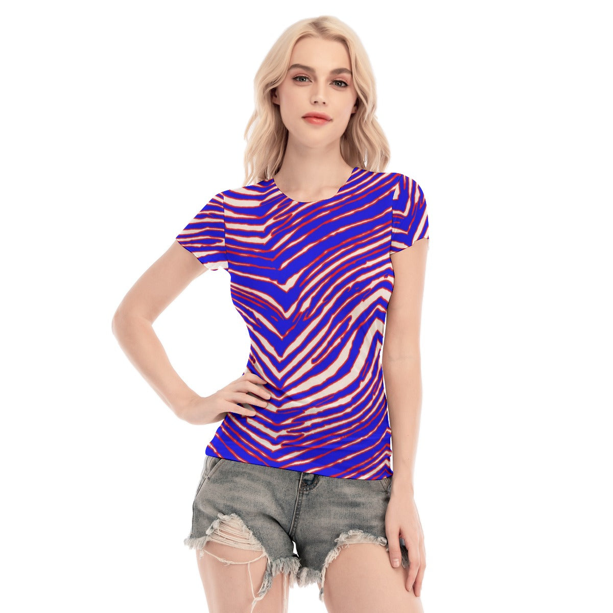 Buffalo Bills Zubaz Women's Short Sleeve Mesh Blouse