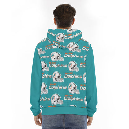 Miami Football Game Day All-Over Print Men's Hoodie With Placket Double Zipper