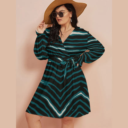 Philadelphia Football Game Day All-Over Print Women's V-neck Dress With Waistband(Plus Size)